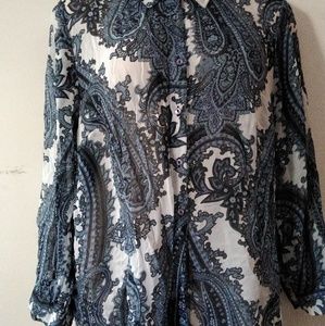 Avenue Blue Paisley button down